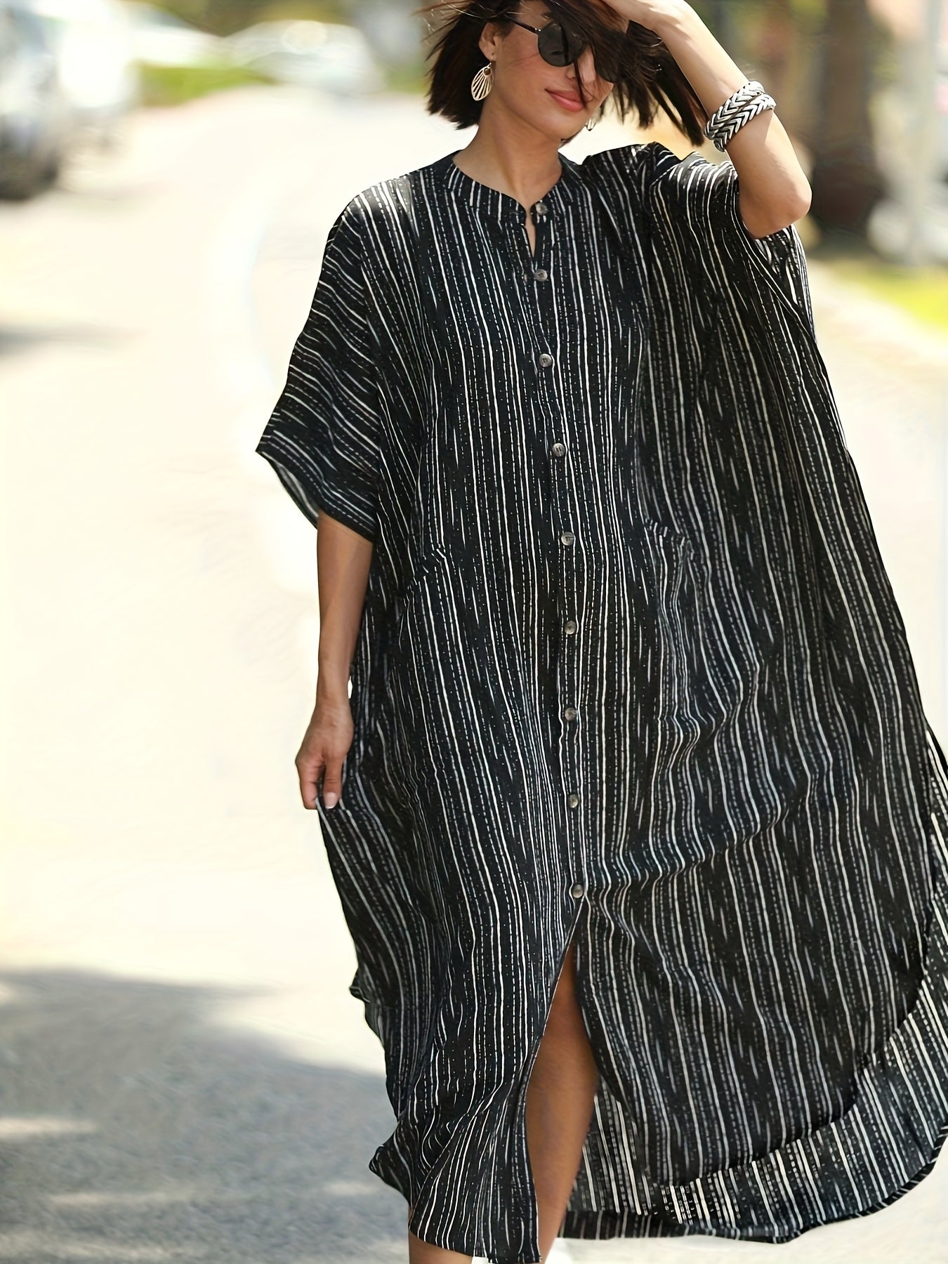 Plus Size Cheetah Kaftan Swim Cover Up