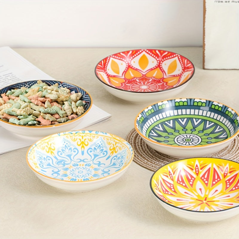 Colorful Ceramic Cat Bowls 6 Piece Set