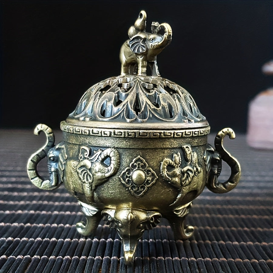 Elegant Metal Elephant Incense Burner Decor