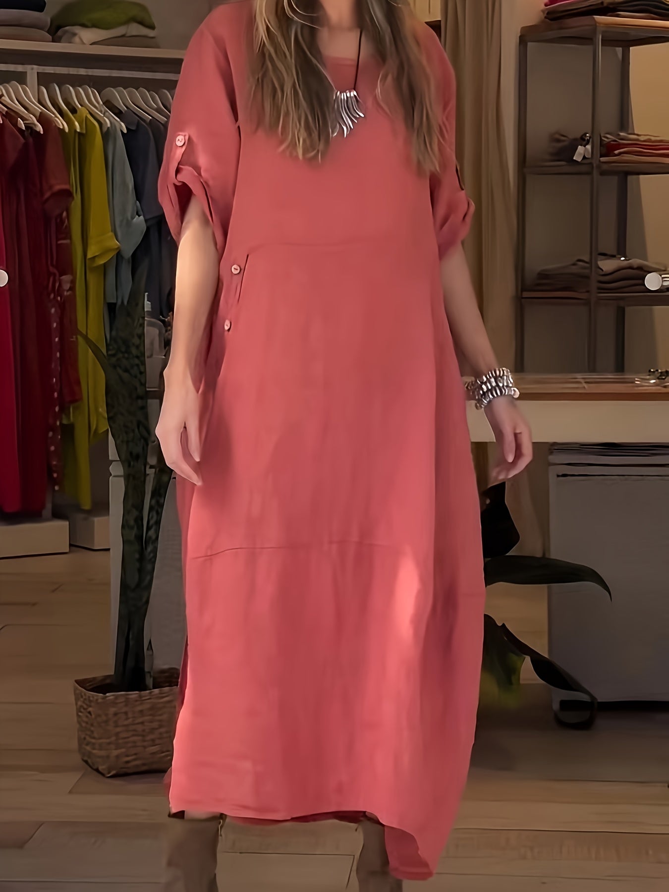 Plus Size Women's Casual Linen Dress
