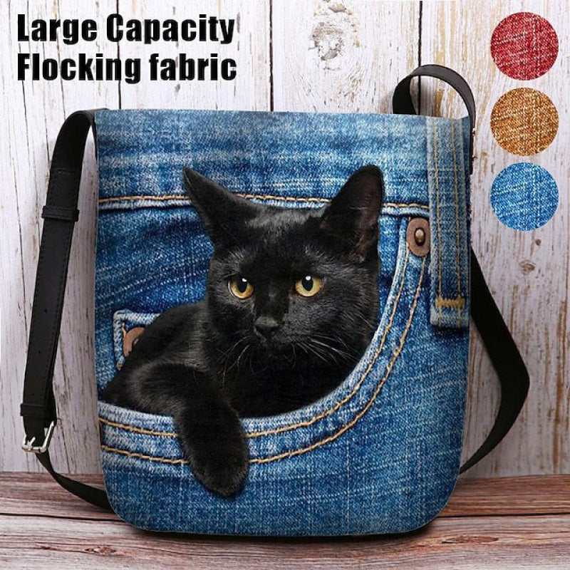 Cat Peeking Pocket Crossbody Bag