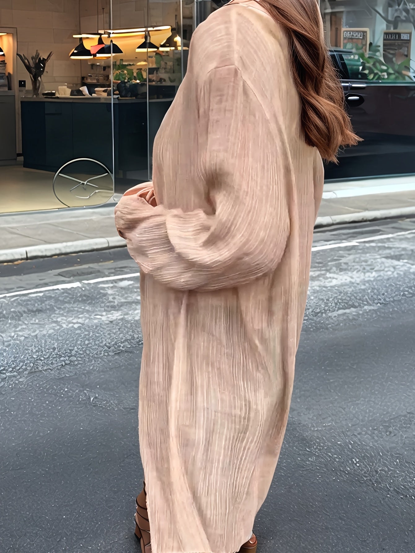 Women's Elegant Linen Long Cardigan