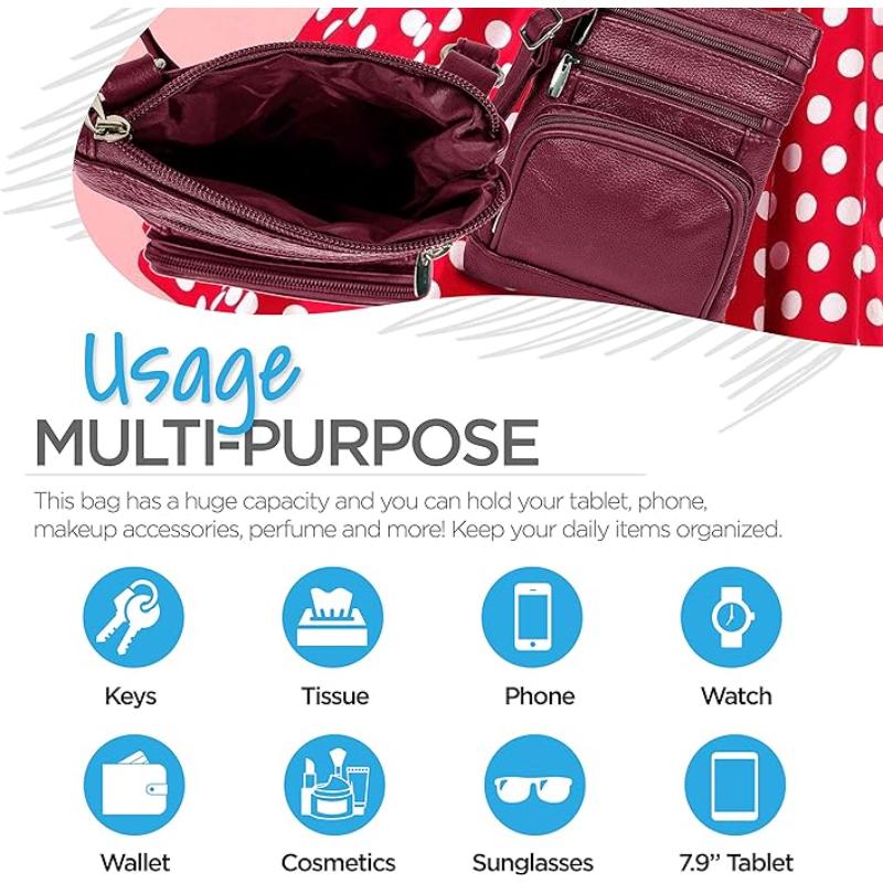 Genuine Leather Crossbody Handbag in Multiple Colors