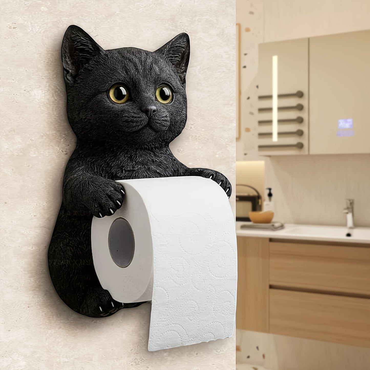 Cute Cat Toilet Paper Holder Decor