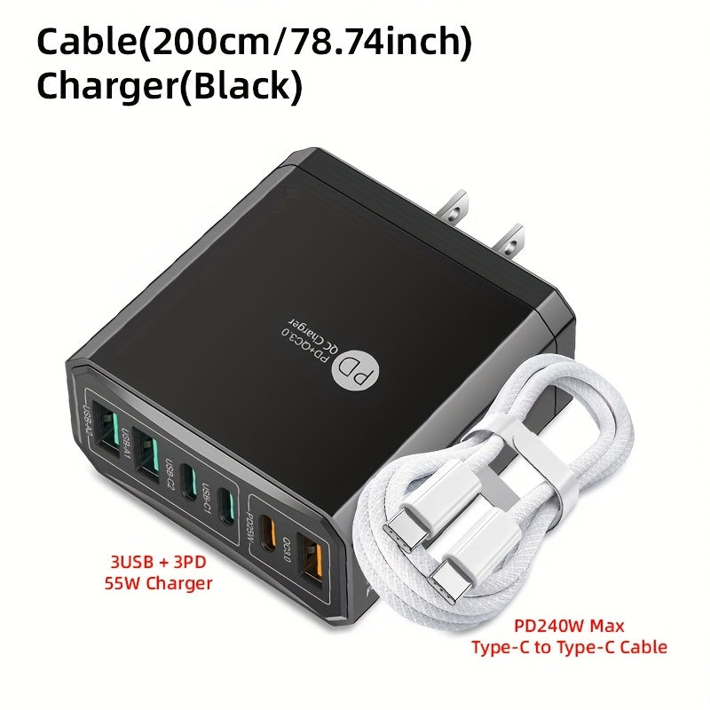 6 Ports Fast Charging Adapter and Cable Set