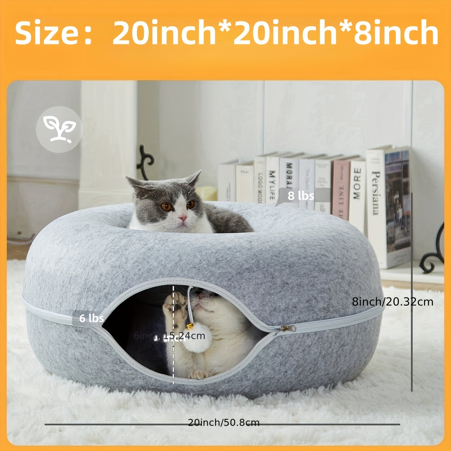 Peekaboo Cat Cave Donut Tunnel Bed