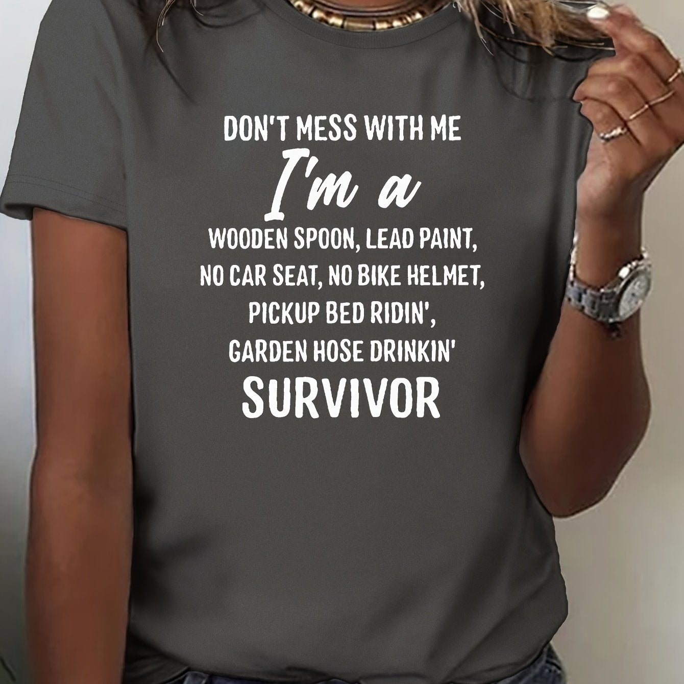 Black Cotton Tee with Bold Lettering