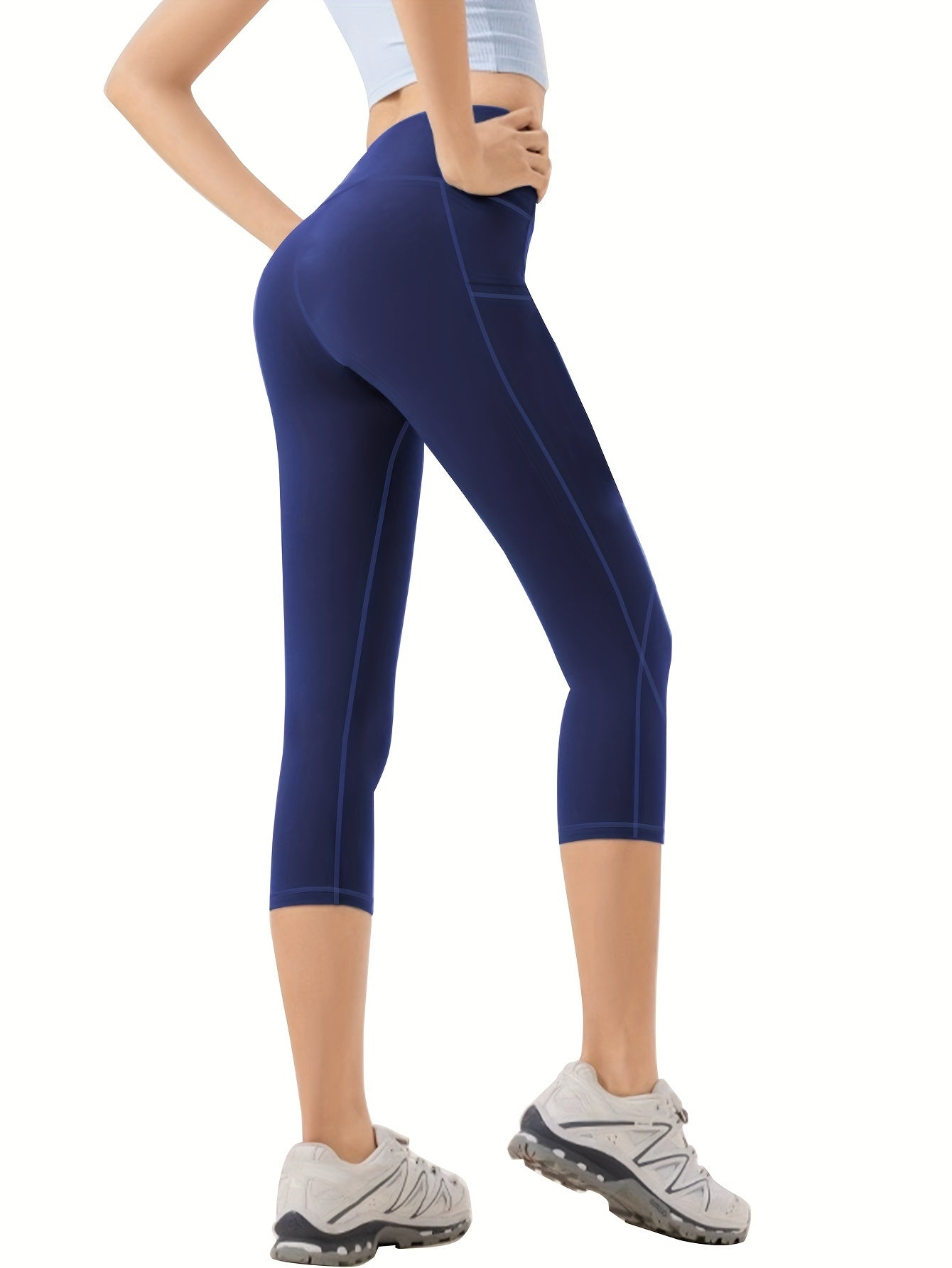 High-Waisted Yoga Capris with Pockets