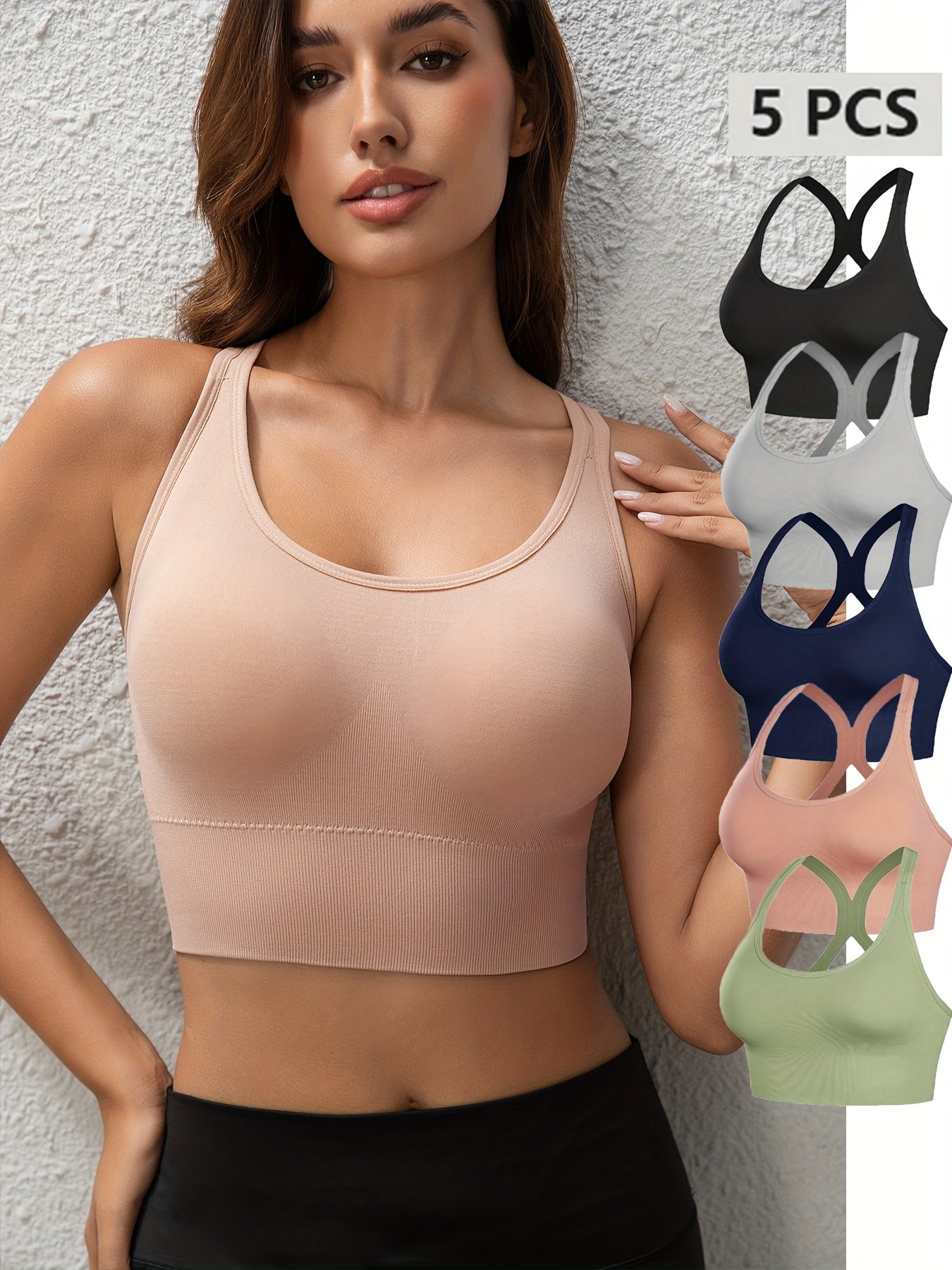 High-Support Wireless Sports Bra 5pcs Set