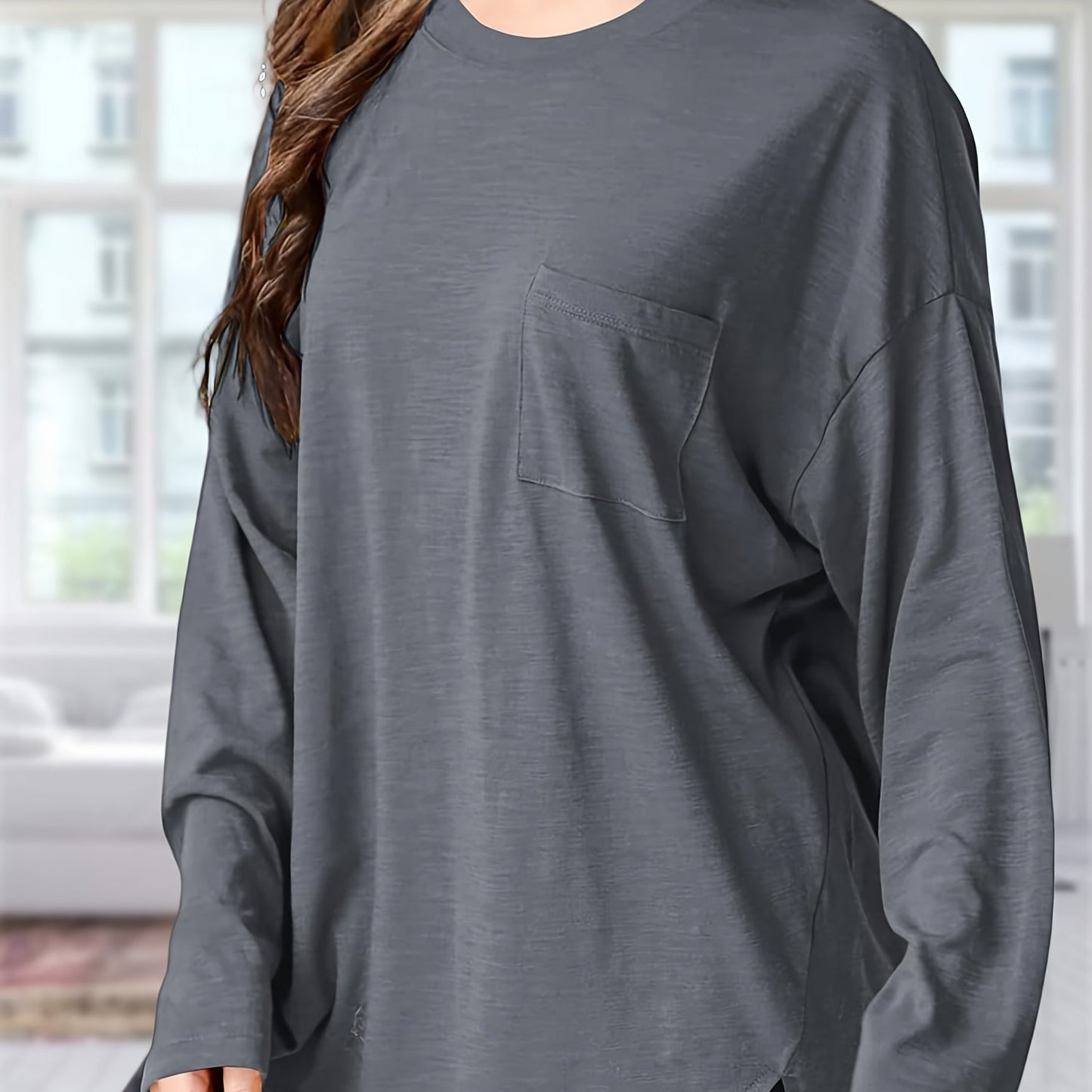 Women's Oversized Black Long Sleeve T-Shirt