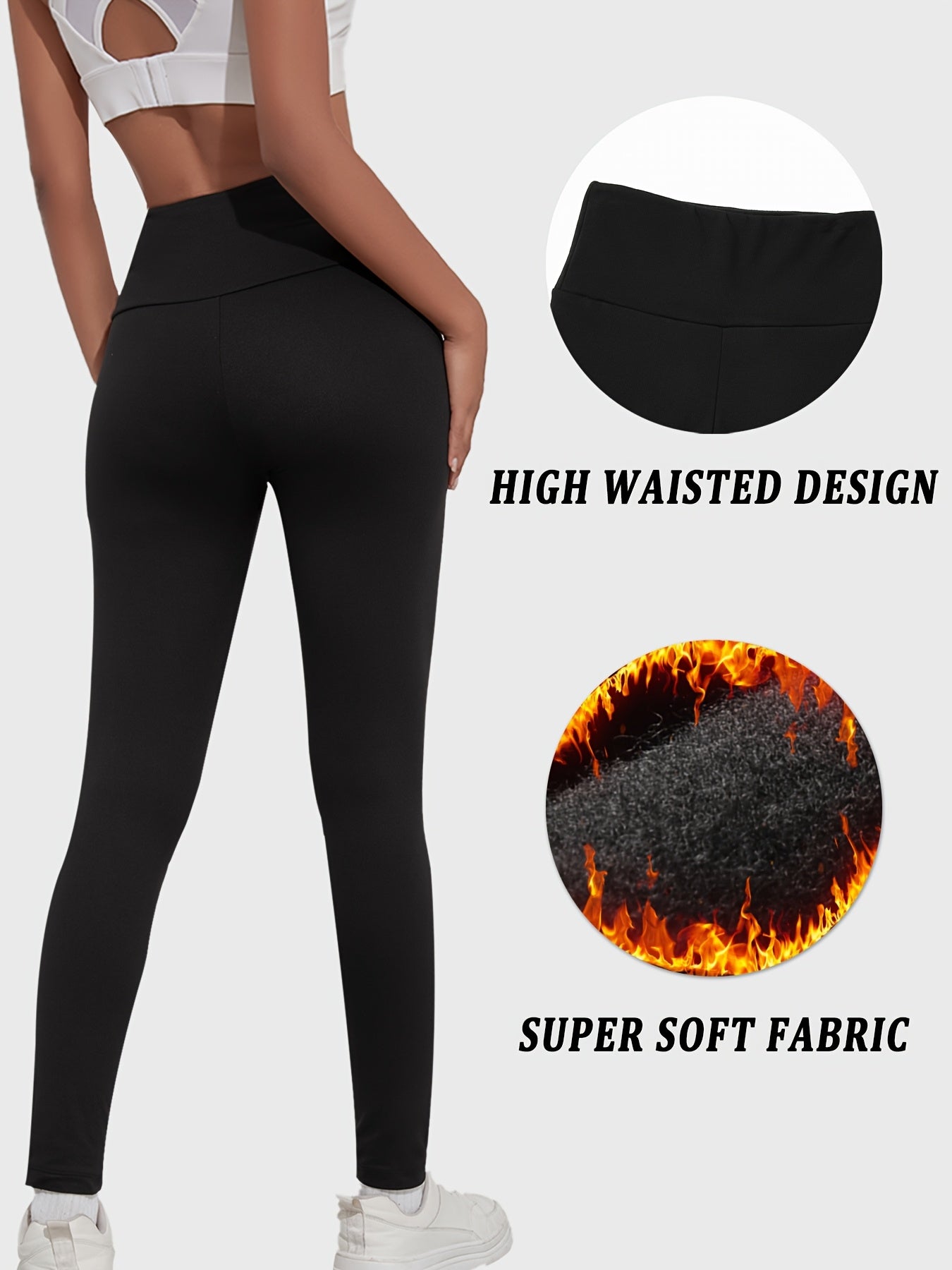 Womens Thermal Fleece High Waisted Leggings