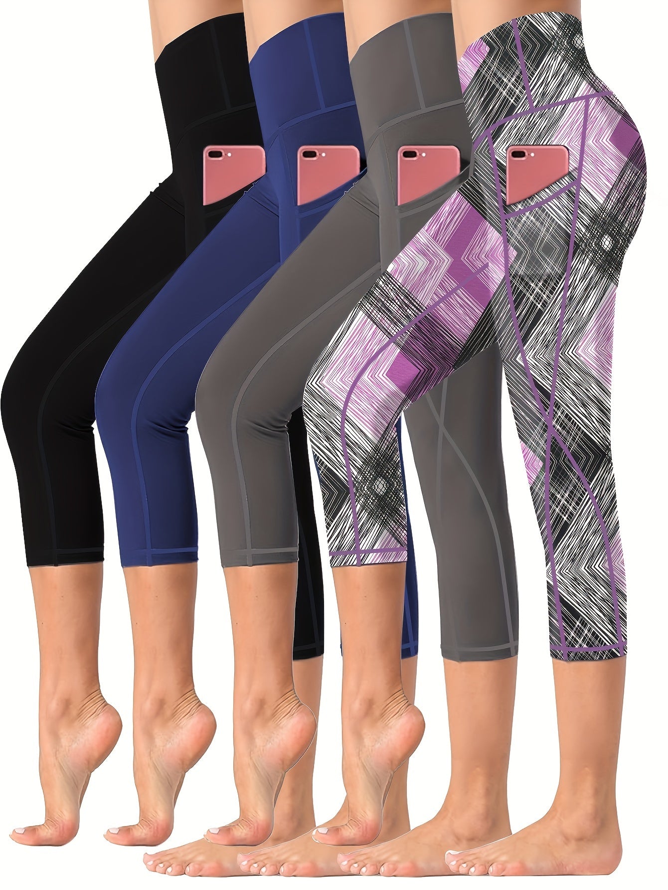 High-Waisted Yoga Capris with Pockets