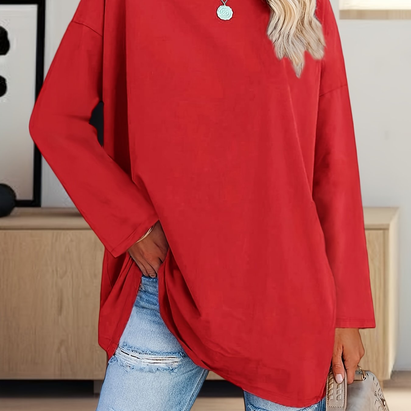 Women's Oversized Long Sleeve Tunic Tee
