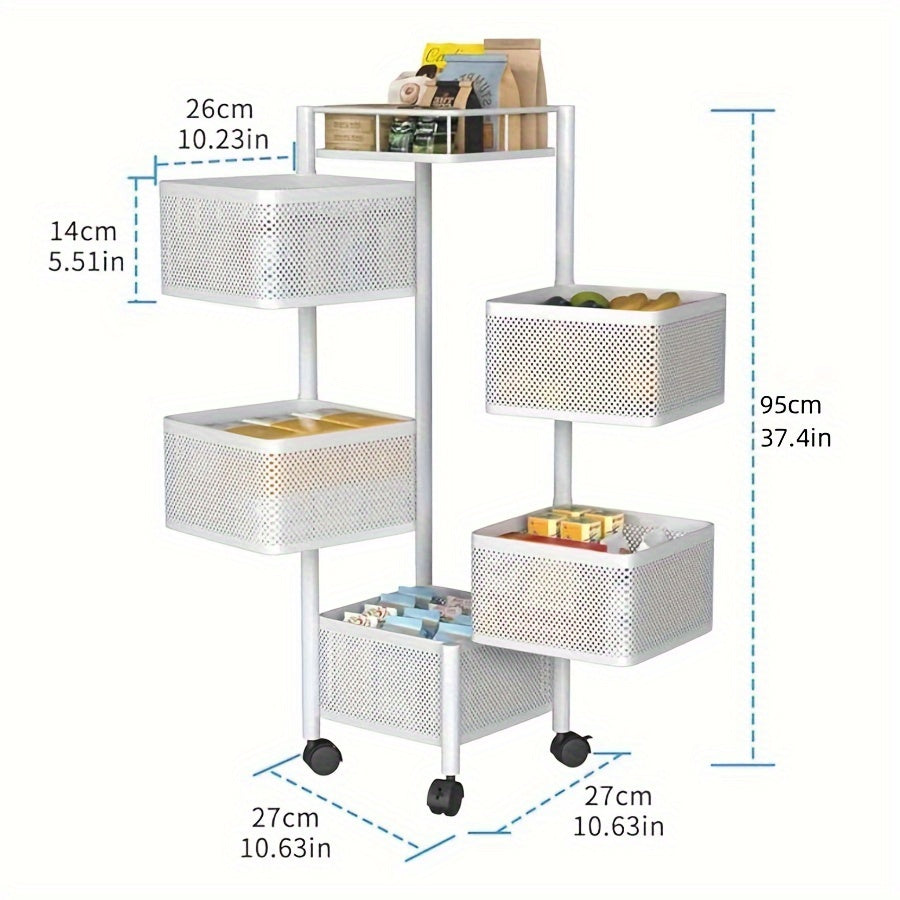 Rotating 5 Tier Kitchen Storage Shelf