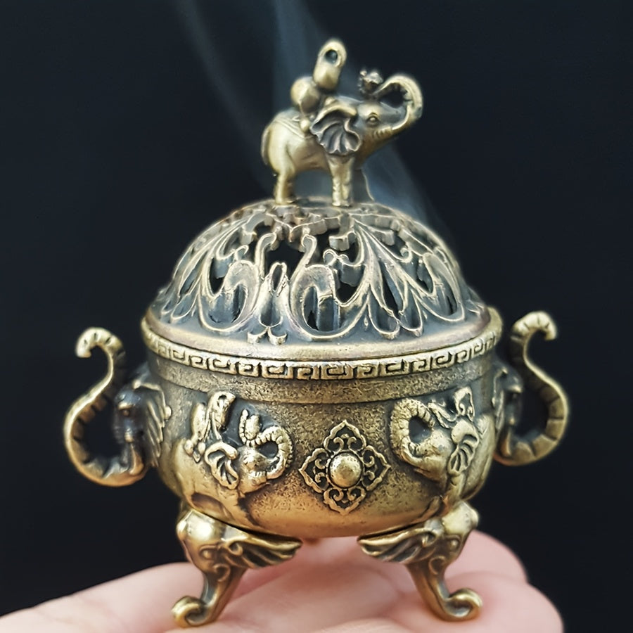 Elegant Metal Elephant Incense Burner Decor
