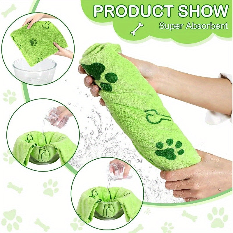 Quick-Dry Dog Towels with Colorful Paw Prints