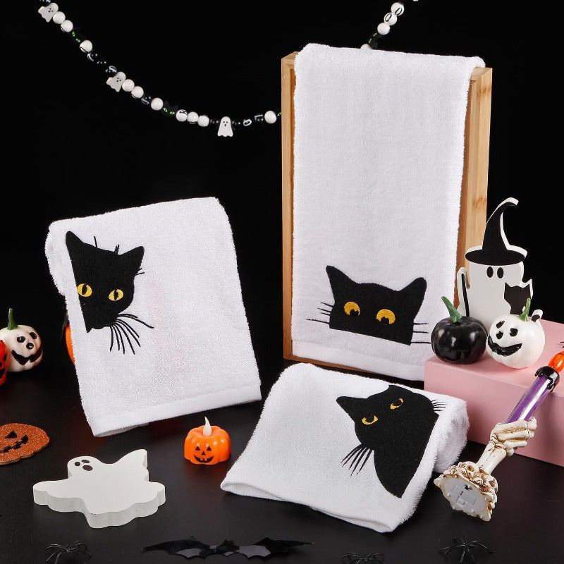 Halloween Black Cat Towel Set of Three