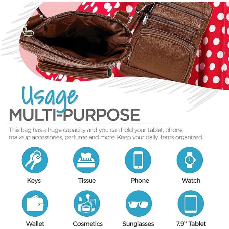 Genuine Leather Crossbody Handbag in Multiple Colors