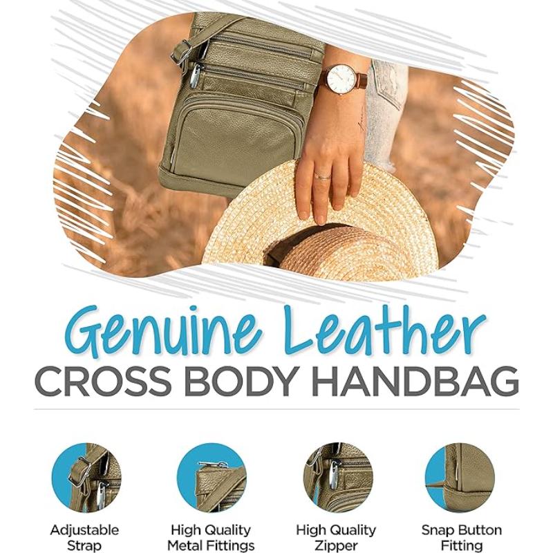 Genuine Leather Crossbody Handbag in Multiple Colors