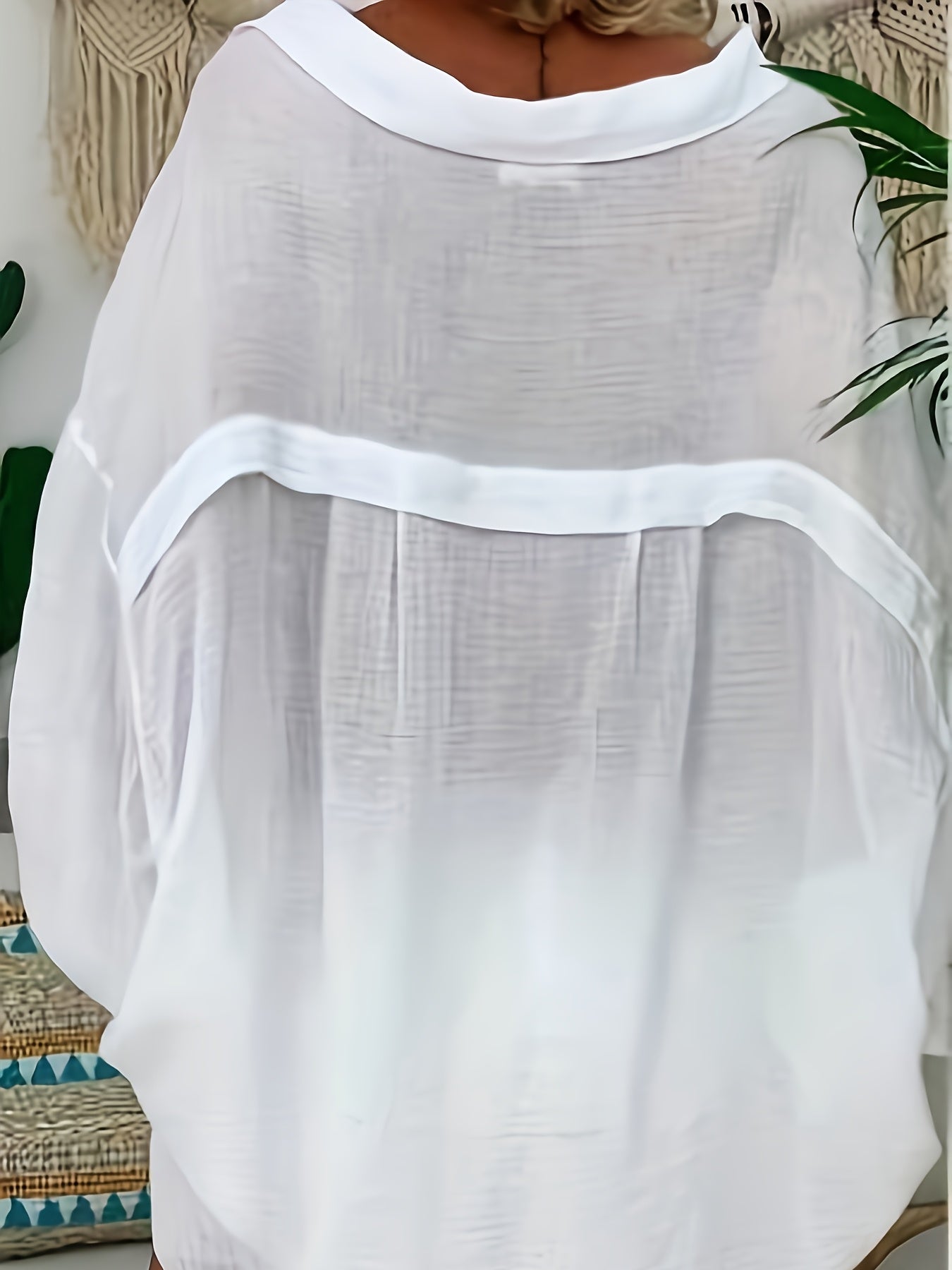 Women's Plus Size Button Front Blouse
