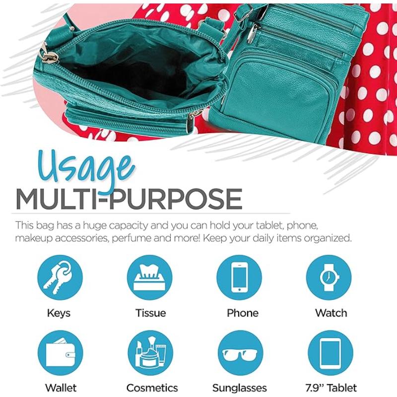 Genuine Leather Crossbody Handbag in Multiple Colors