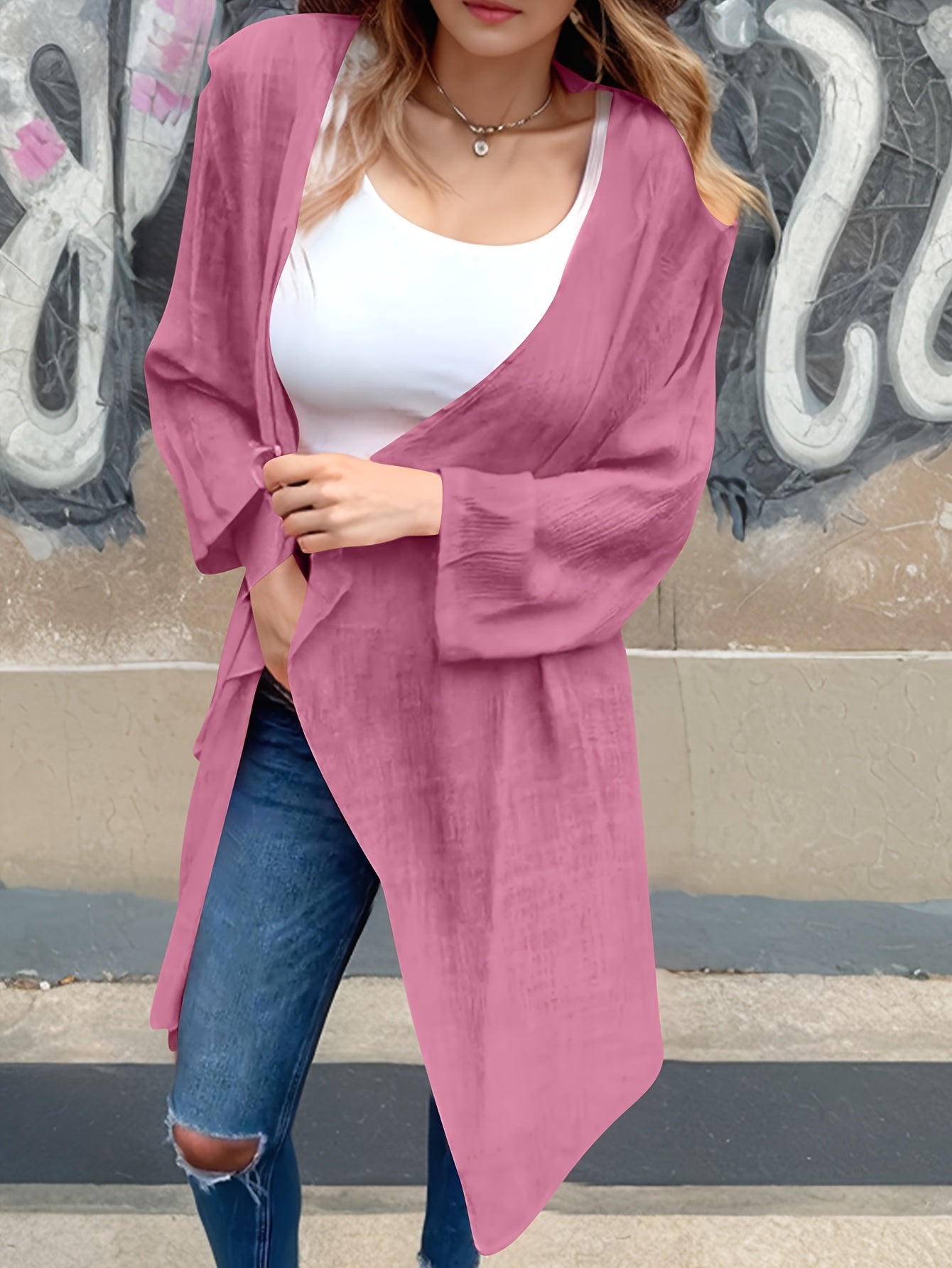 Women's Elegant Linen Long Cardigan