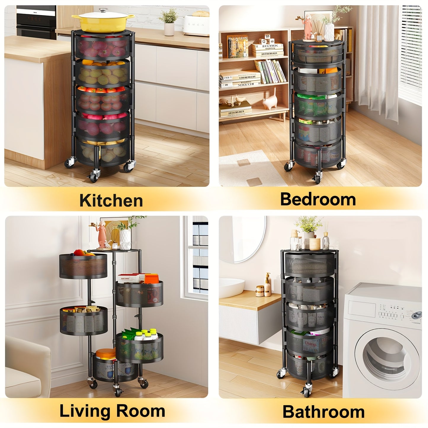 Metal Rotating Fruit And Vegetable Storage Rack
