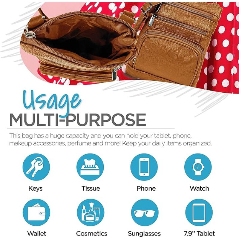 Genuine Leather Crossbody Handbag in Multiple Colors