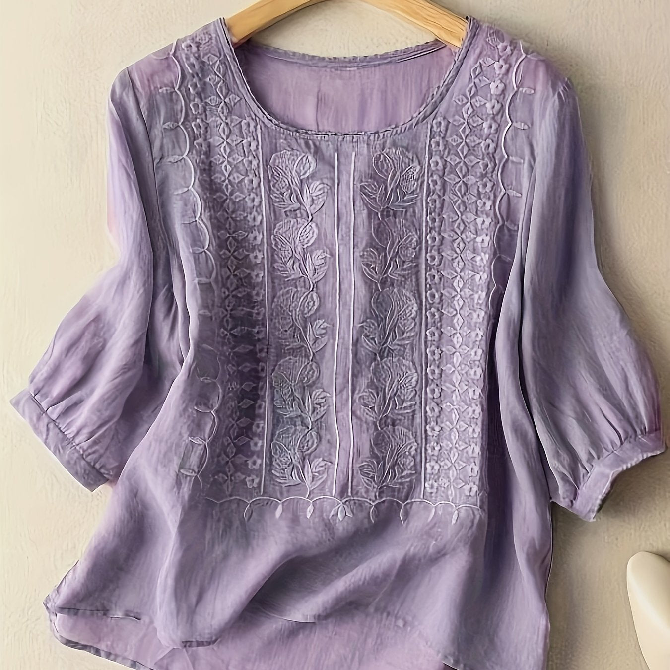 Embroidered Women's Summer T-Shirt Blouse