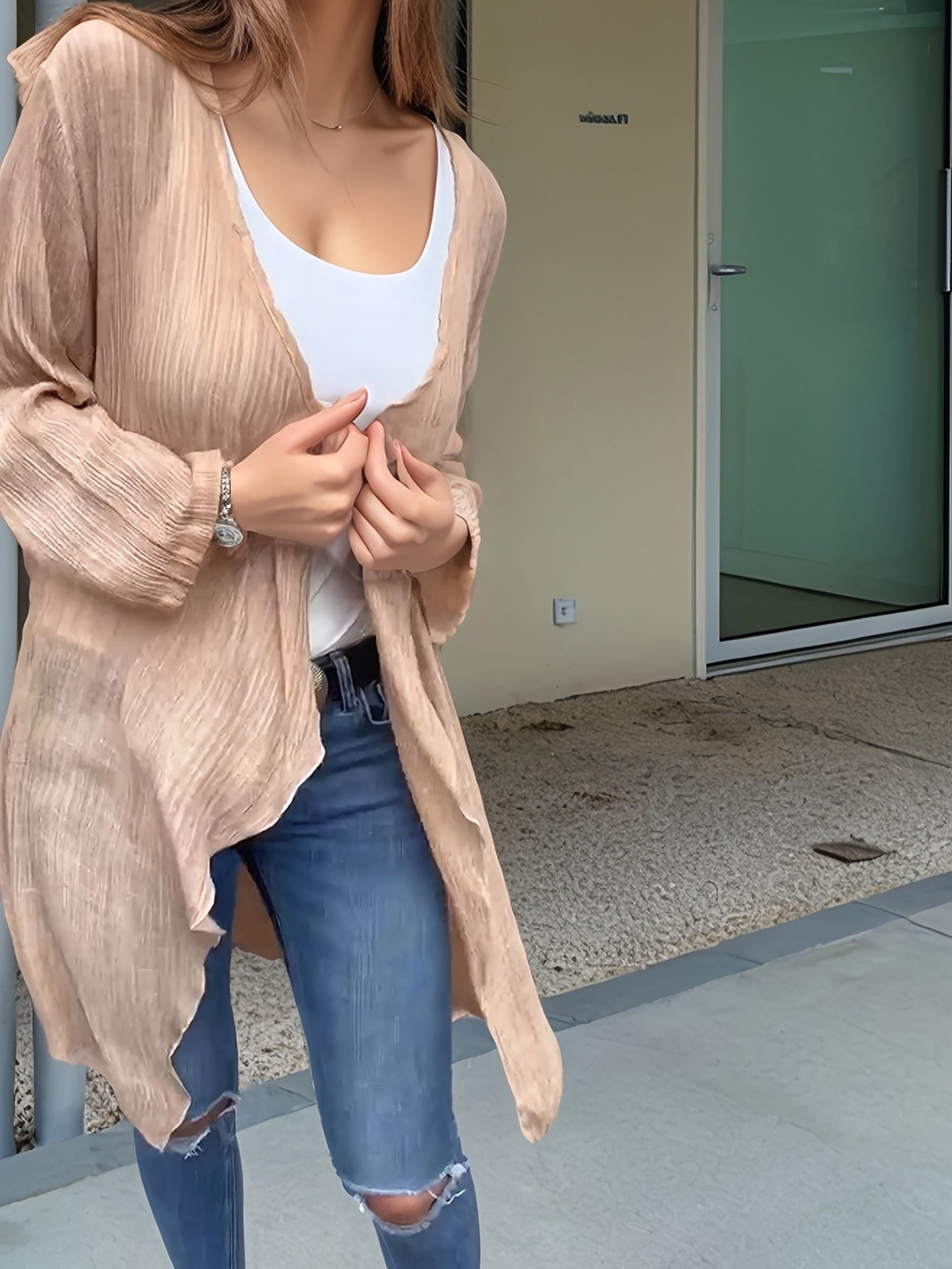 Women's Elegant Linen Long Cardigan