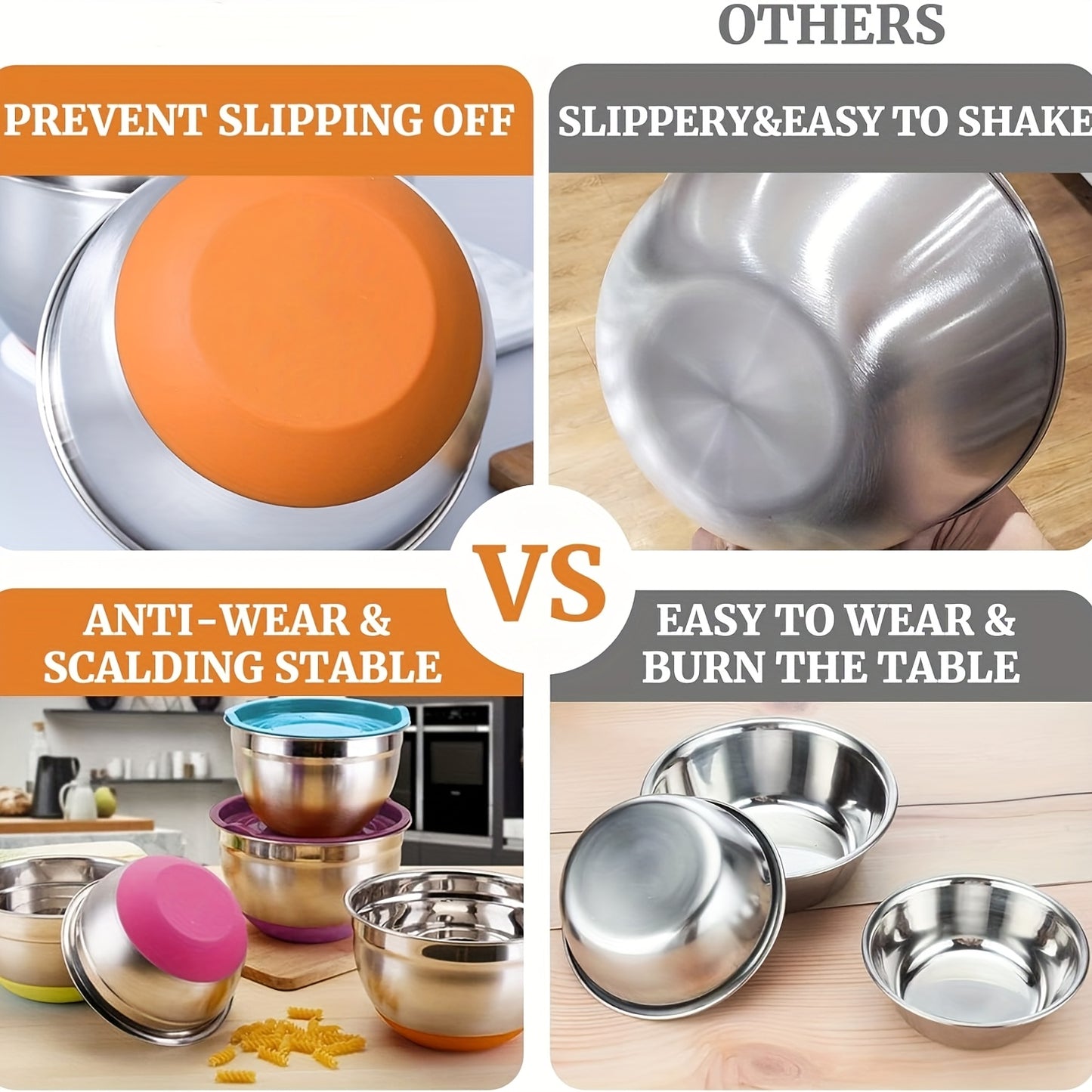 Stainless Steel Mixing Bowls Set with Lids