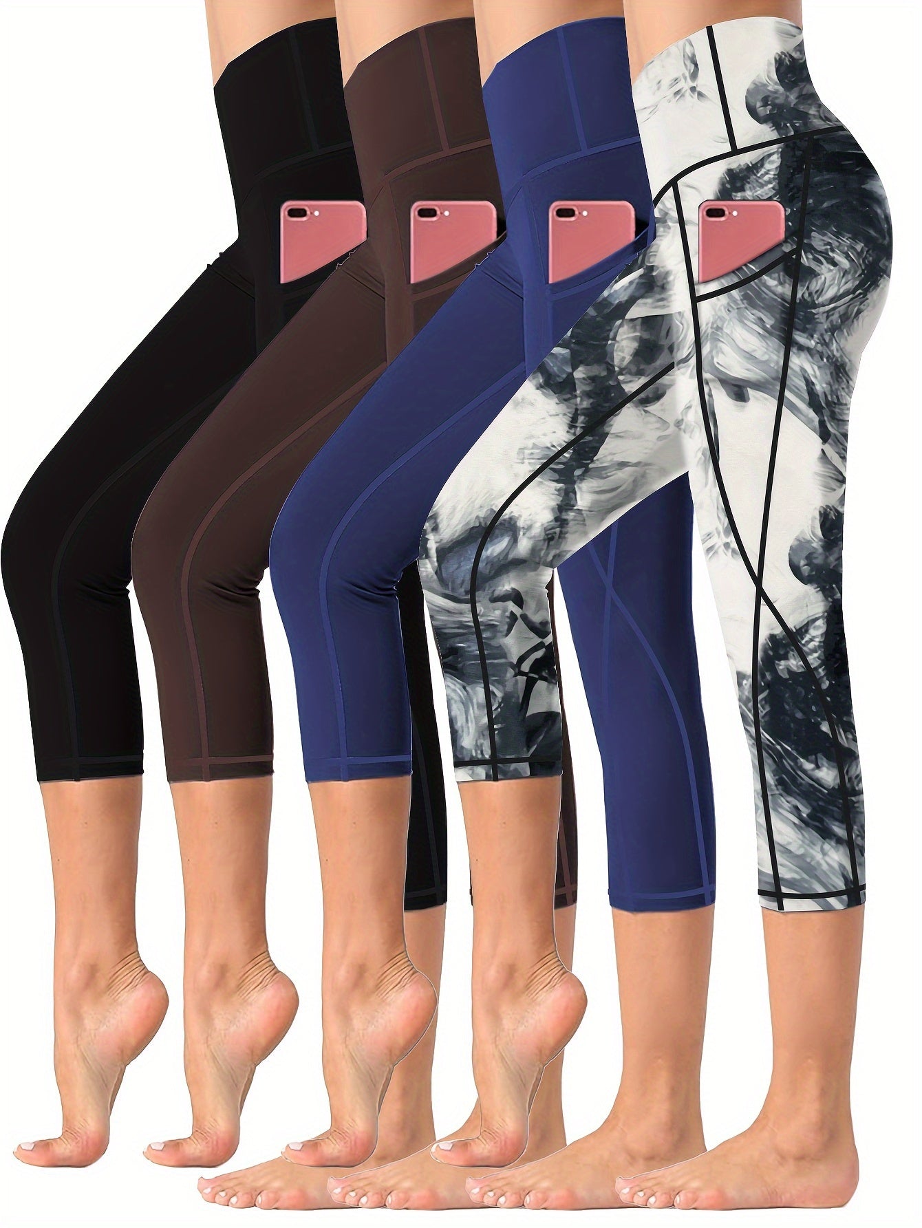 High-Waisted Yoga Capris with Pockets