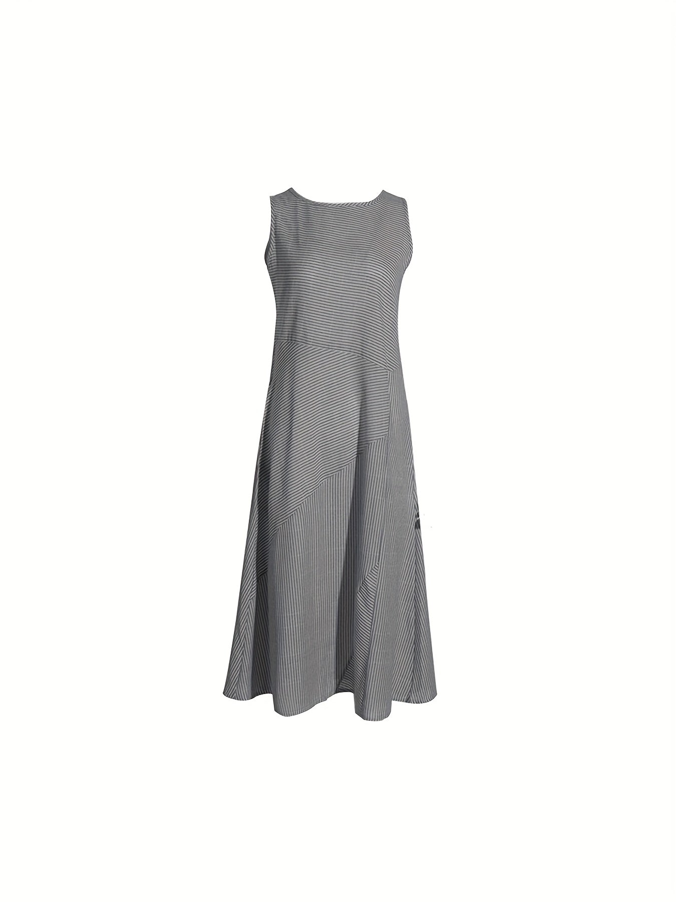 Womens Striped Midi Dress with Pockets