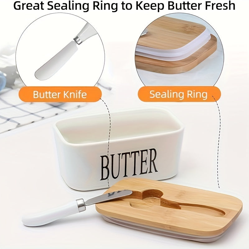 Ceramic Butter Dish With Bamboo Lid
