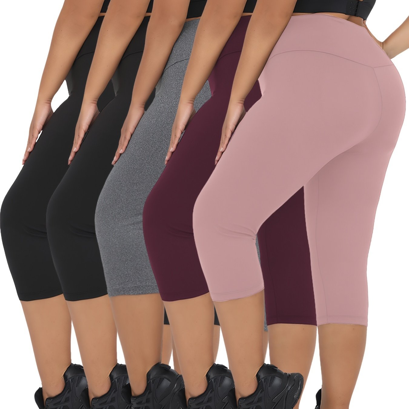 High Waisted Plus Size Yoga Pants 5-Pack