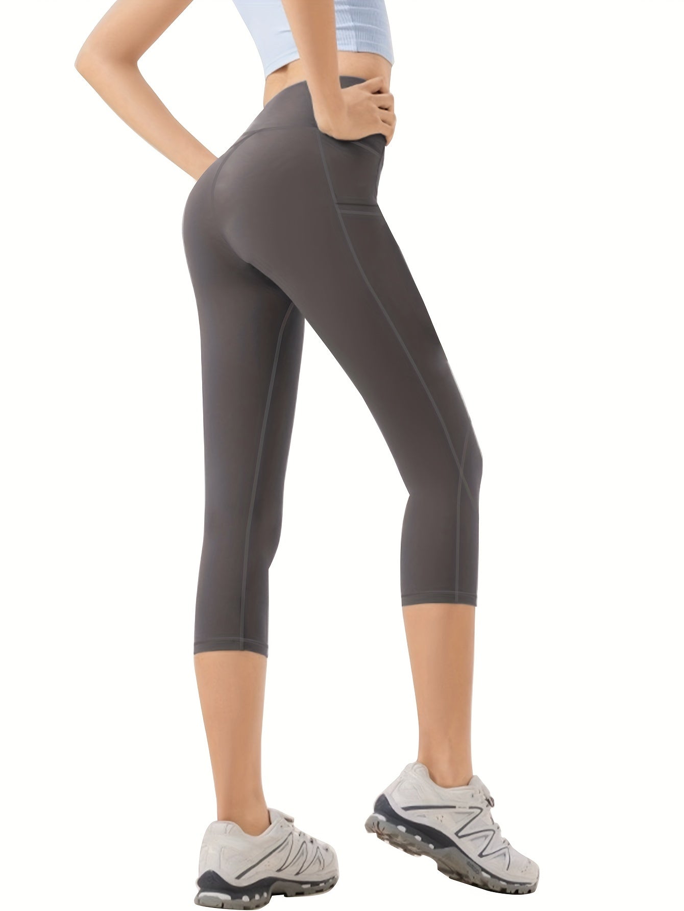 High-Waisted Yoga Capris with Pockets