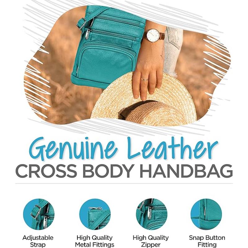 Genuine Leather Crossbody Handbag in Multiple Colors
