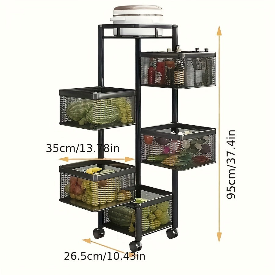 Rotating 5 Tier Kitchen Storage Shelf