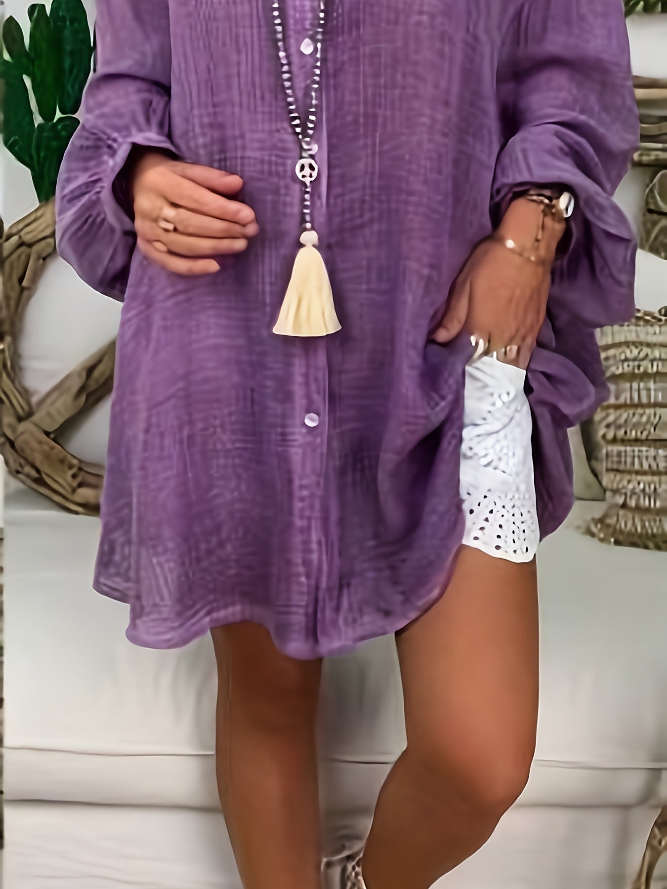 Women's Plus Size Button Front Blouse