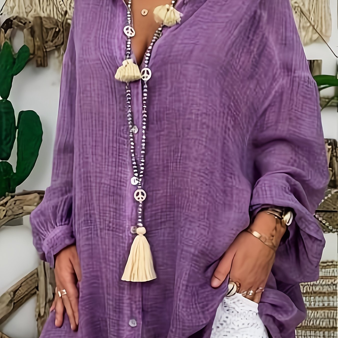 Women's Plus Size Button Front Blouse