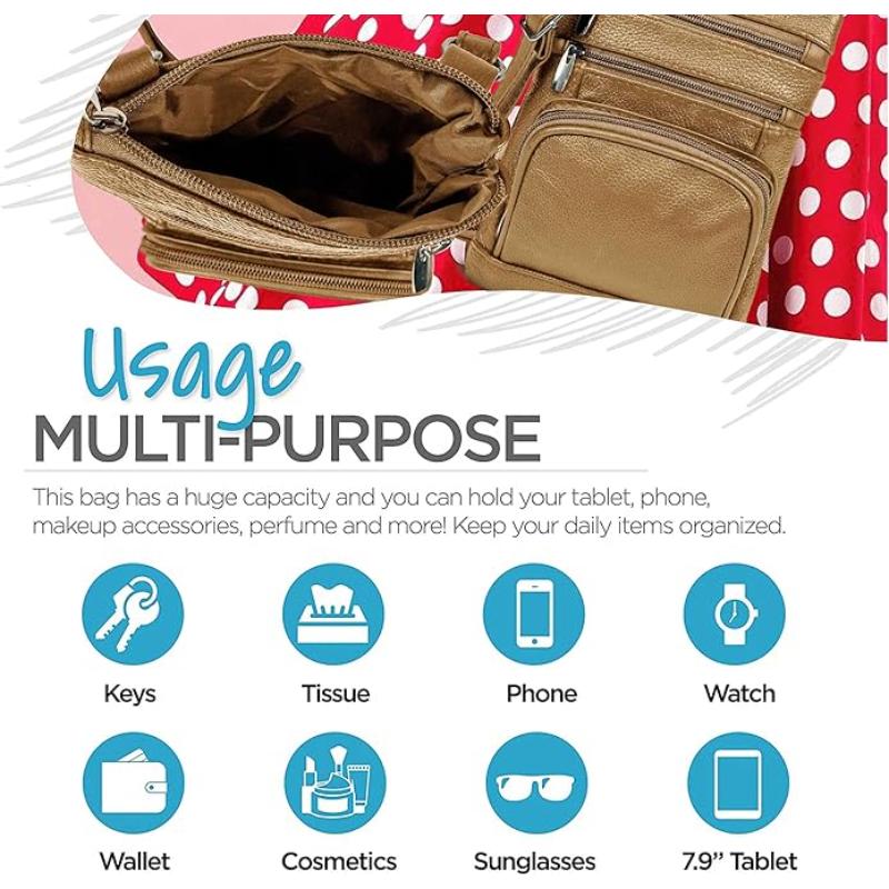 Genuine Leather Crossbody Handbag in Multiple Colors