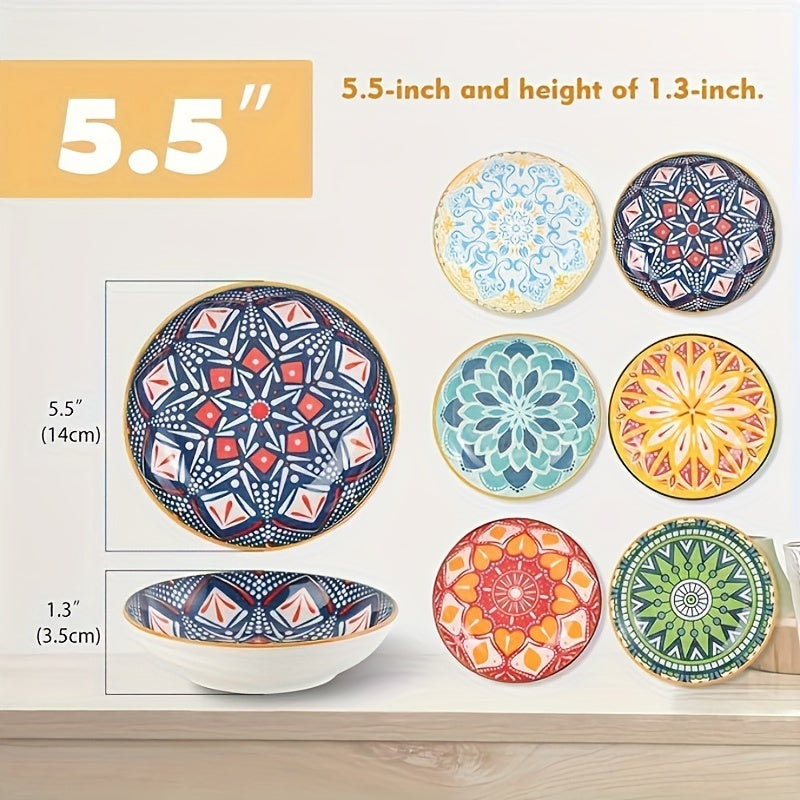 Colorful Ceramic Cat Bowls 6 Piece Set
