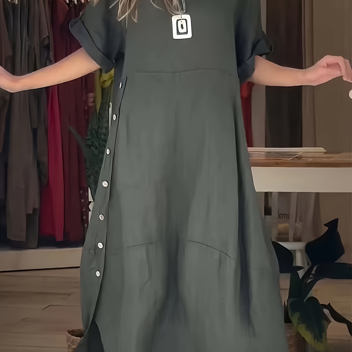 Plus Size Women's Casual Linen Dress