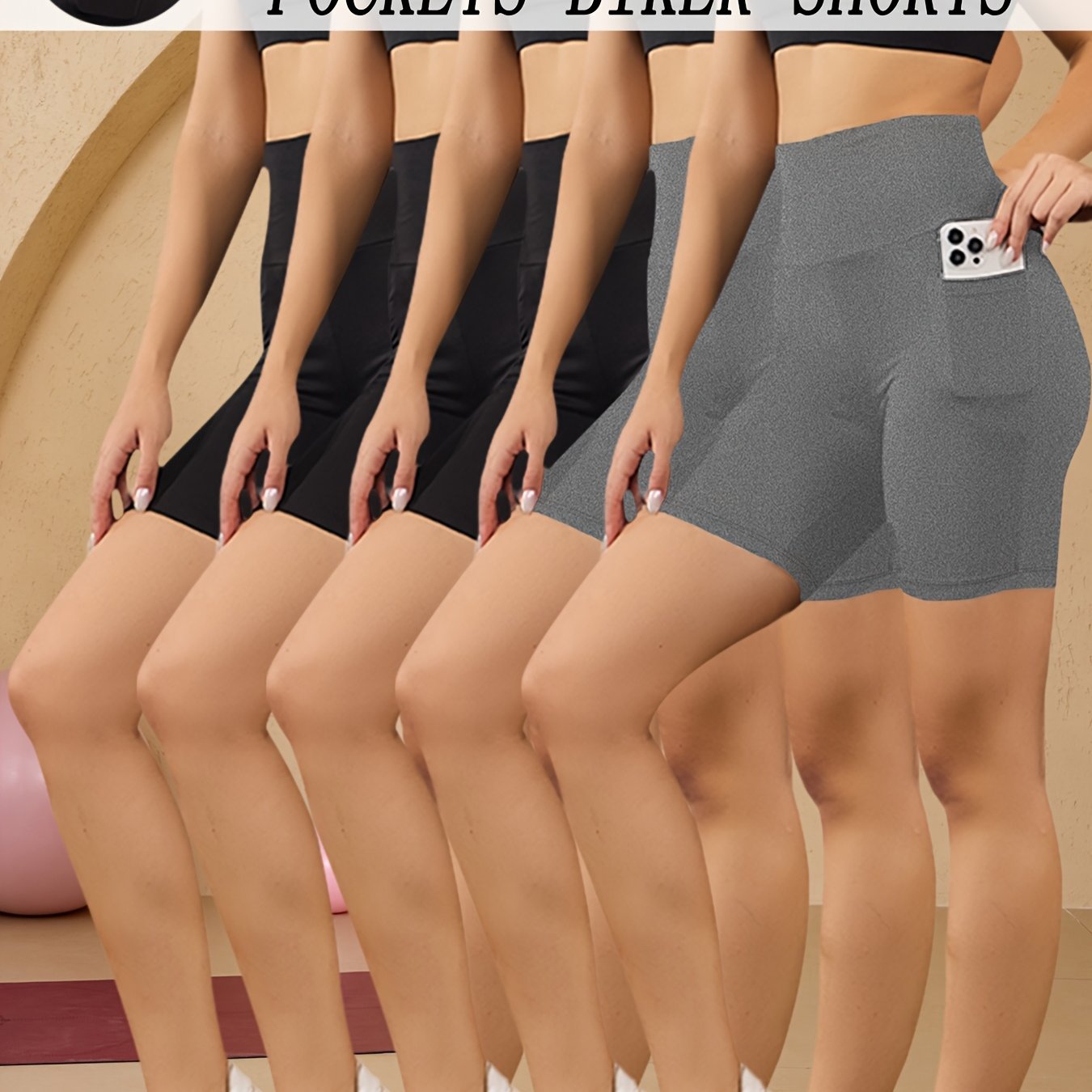 High Waisted Biker Shorts With Pockets