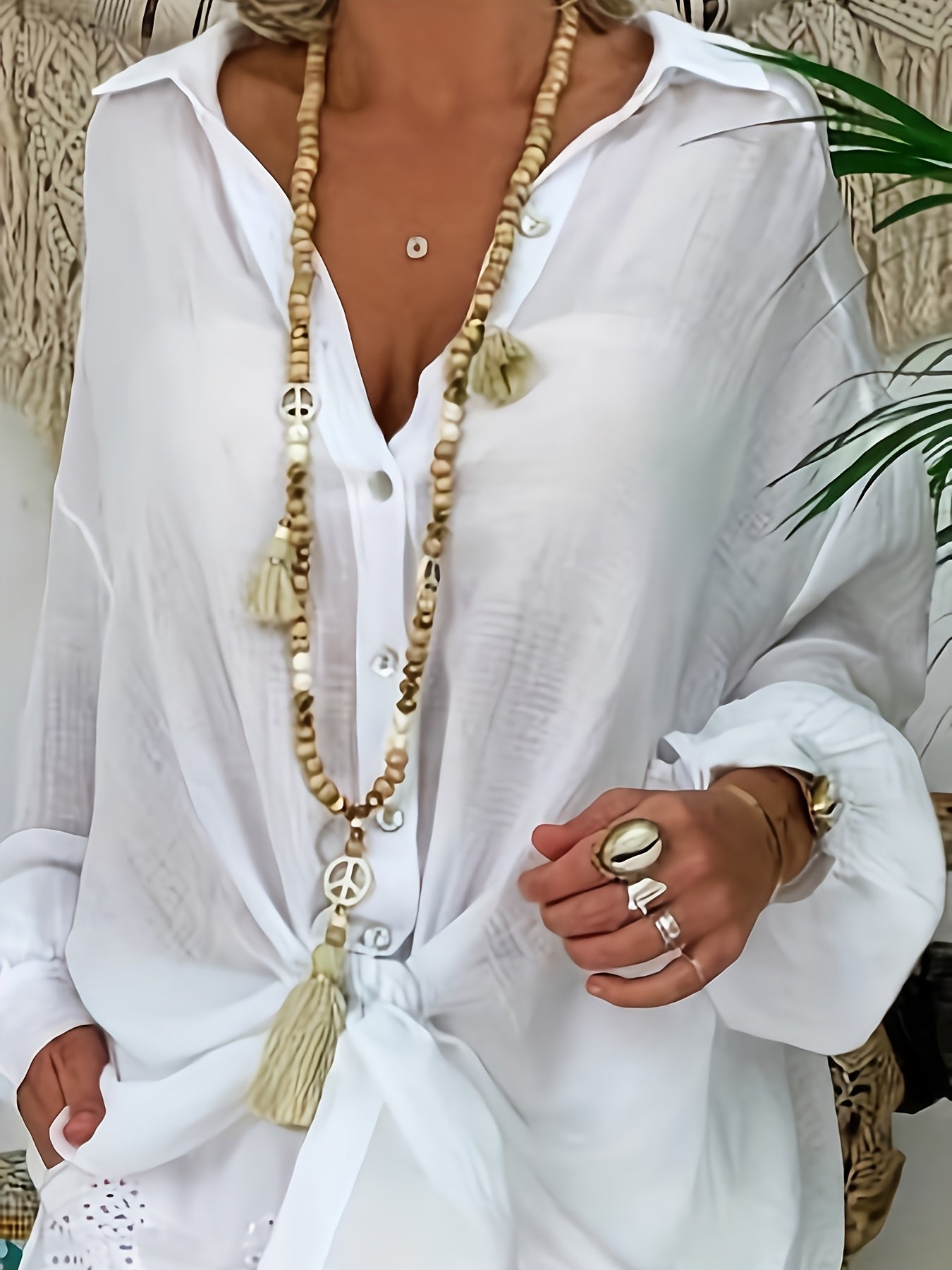 Women's Plus Size Button Front Blouse