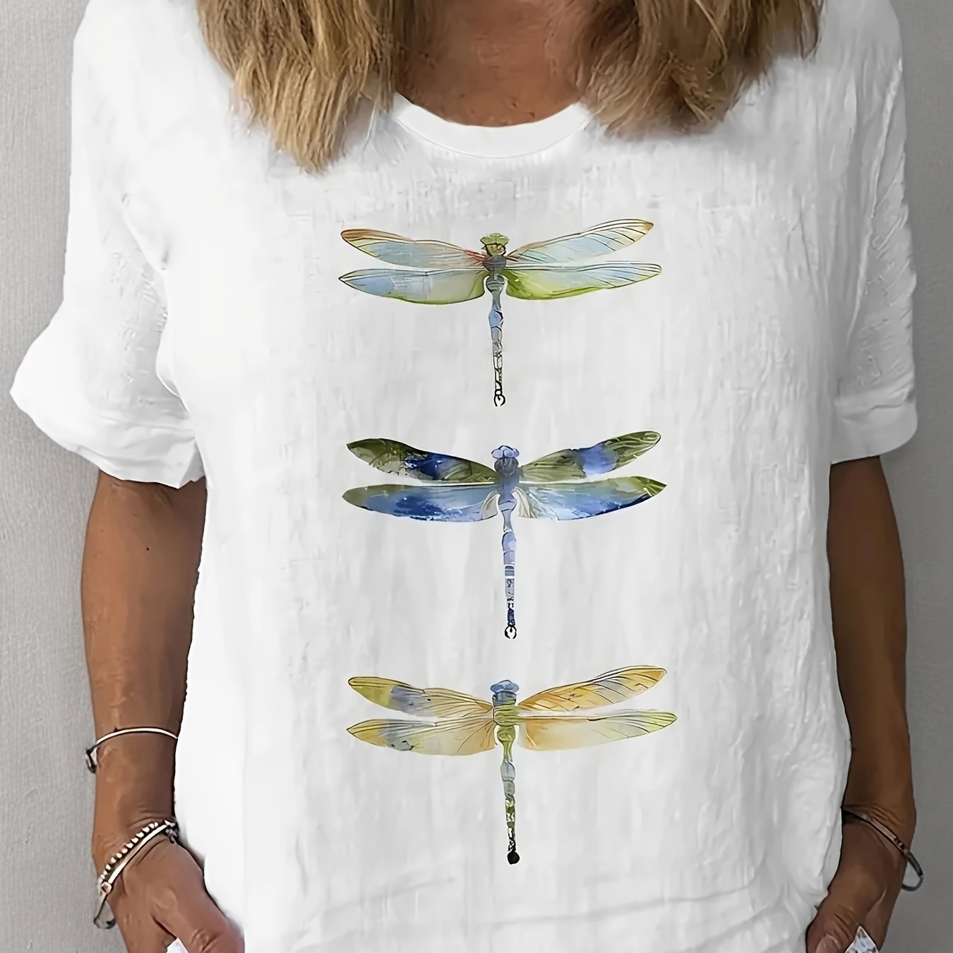 Dragonfly Printed Casual T-Shirt for Women