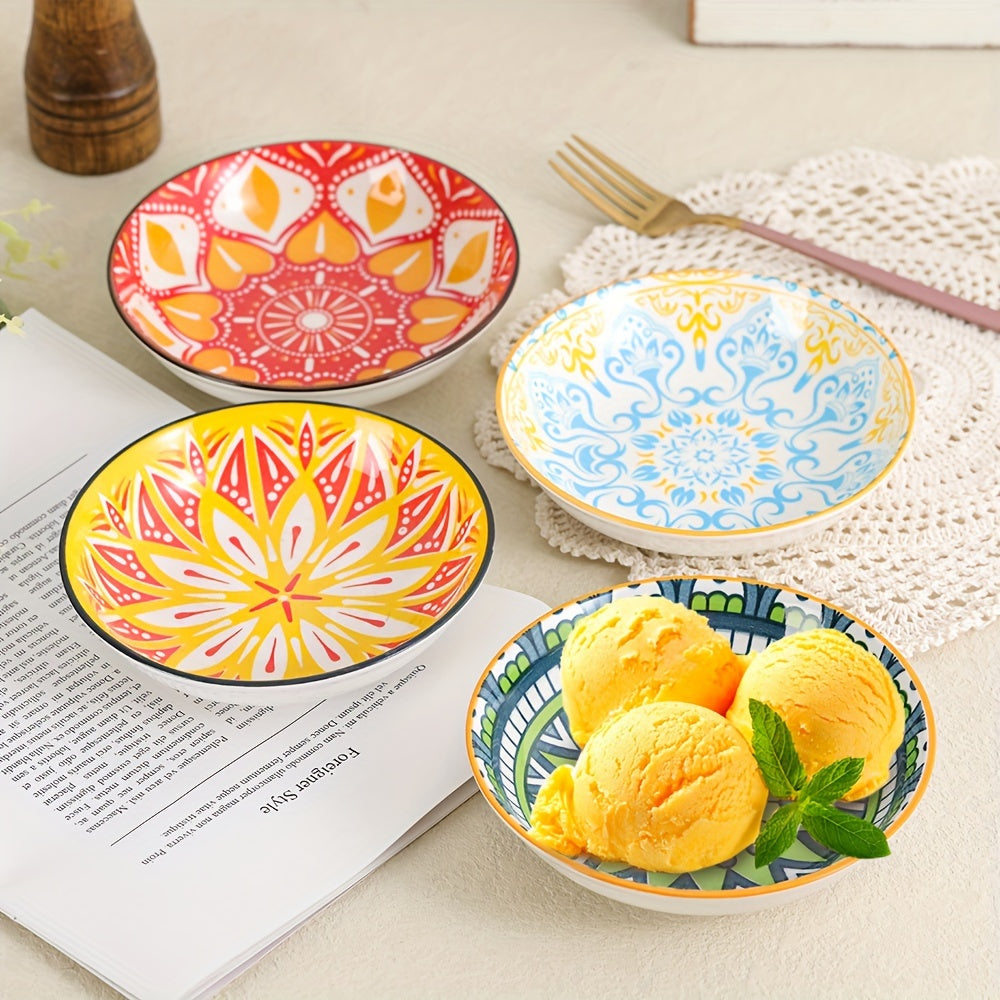 Colorful Ceramic Cat Bowls 6 Piece Set