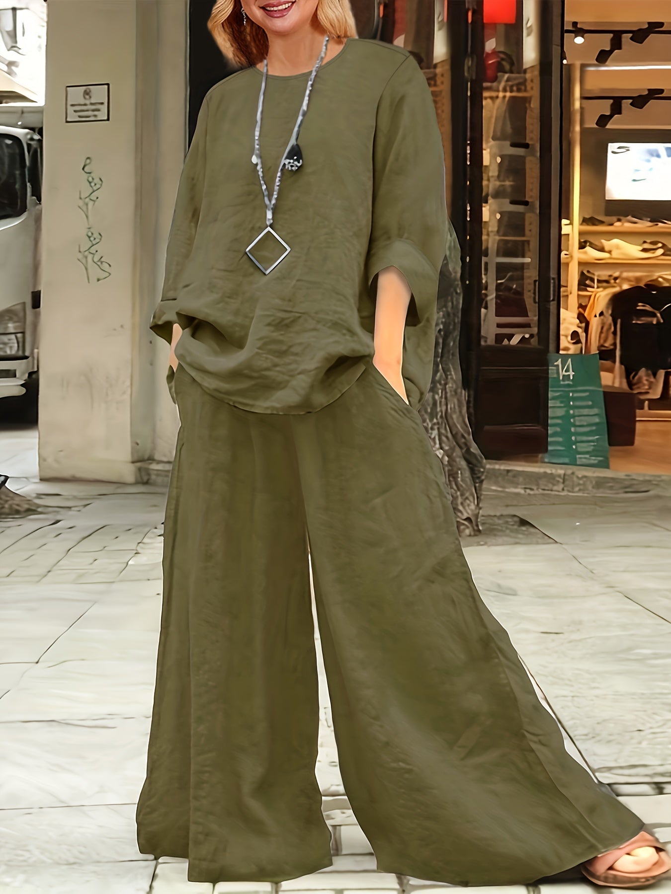 Plus Size Casual Pants Set for Spring