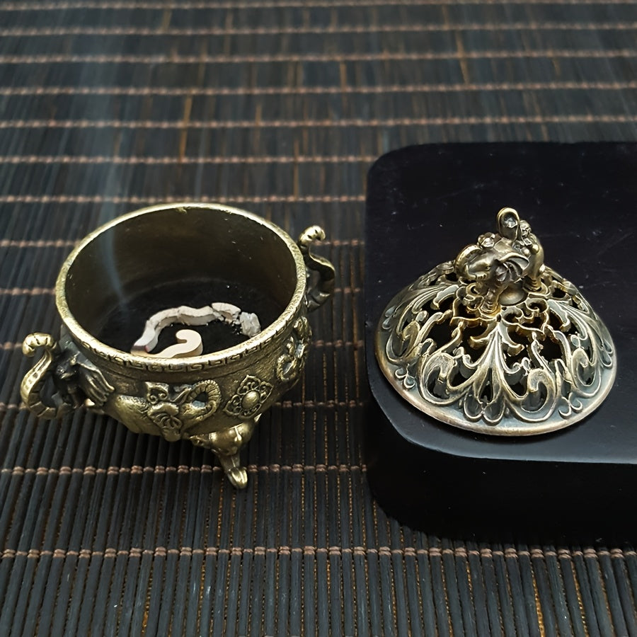 Elegant Metal Elephant Incense Burner Decor