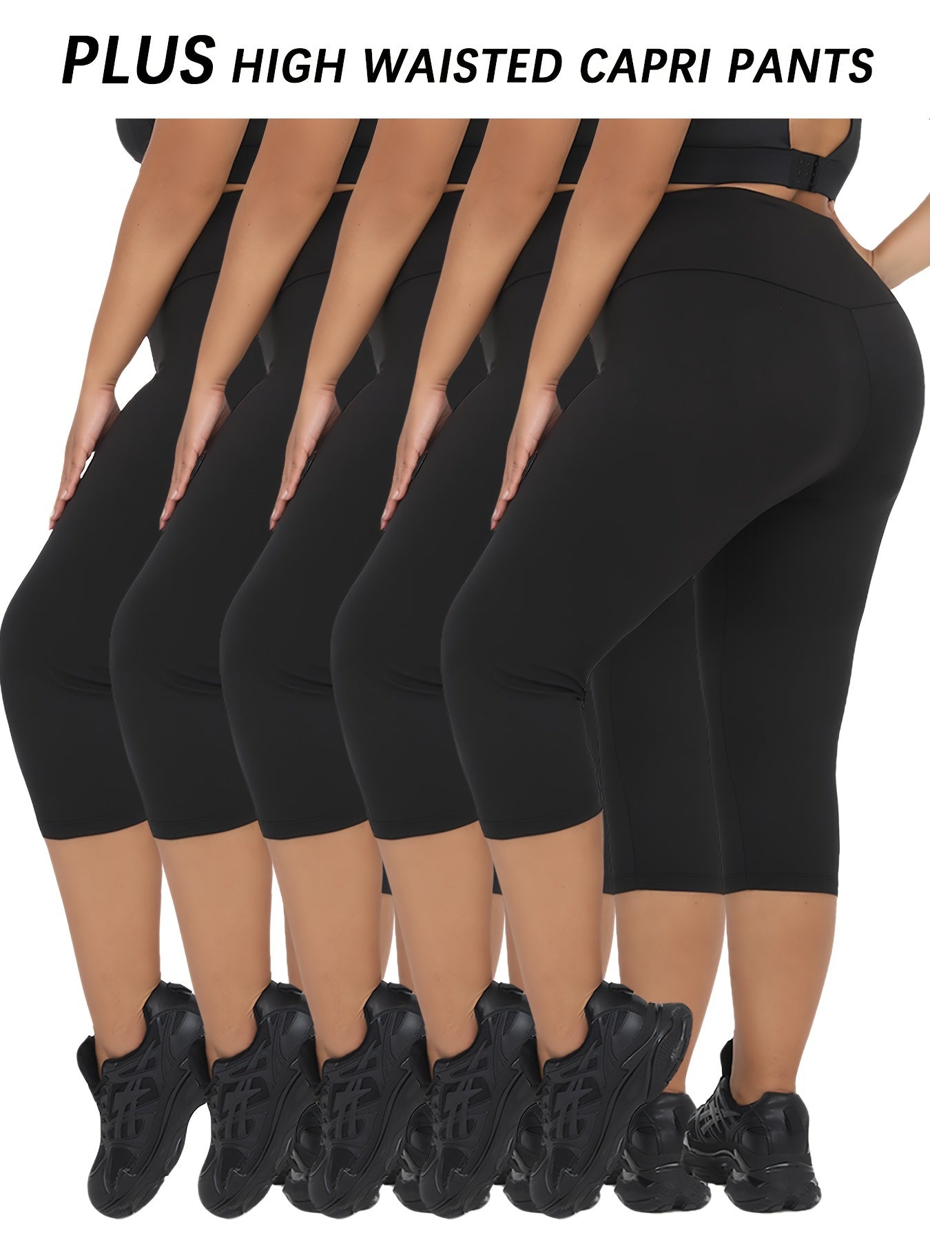 High Waisted Plus Size Yoga Pants 5-Pack